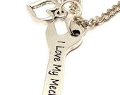 I Love My Mechanic Wrench Necklace  with crystal beadwork Fast Free Ship