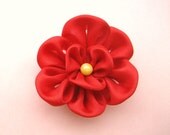 Red Flower Hair Clip or Brooch: Kanzashi Peony