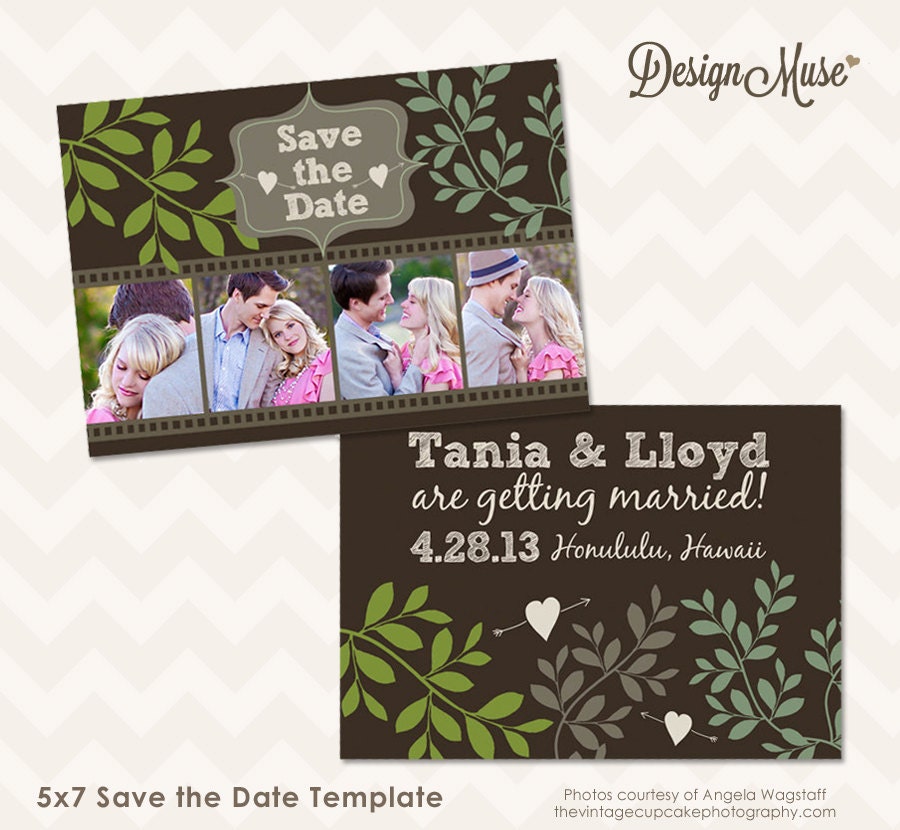 Save The Date or Multipurpose 5x7 Photo Card Template INSTANT DOWNLOAD