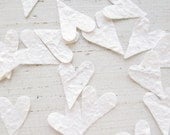 25  Small WhiteTextured Paper Hearts