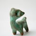 Happy Handmade Creature in Stoneware Clay - Unique Ceramic Sculpture - Copper Green