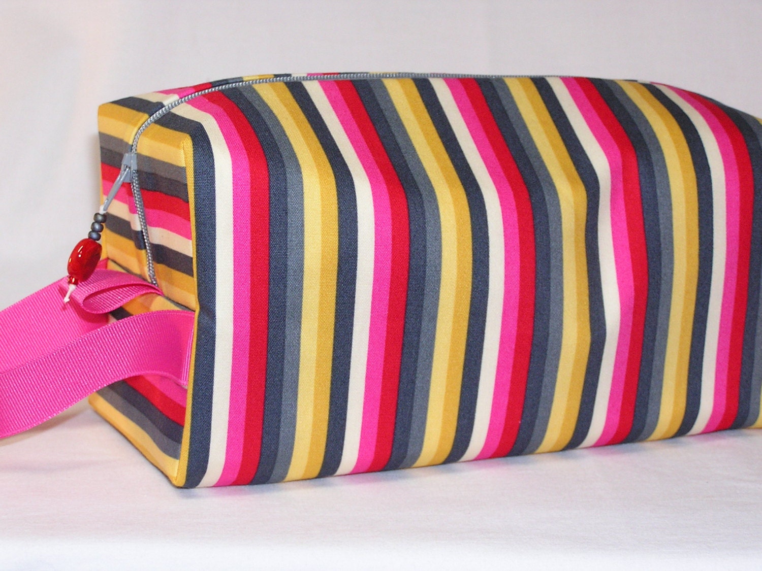 Red and Grey Stripe Project Bag