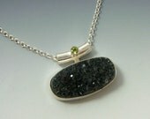 Moonshine - druzy quartz and peridot sterling silver necklace, handcrafted artisan jewelry by jewelrybyfrancine on etsy
