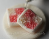 Battenberg Cake Charm, Miniature Food Jewelry, Polymer Clay Food Charm, Battenburg Cake Charm