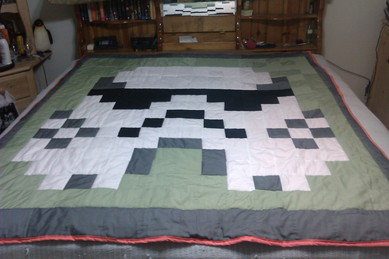 Mint and Coral Storm Trooper Couch Quilt