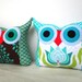 NEW /Aqua/Teal/TWO/Polyfil Stuffed little owl pillows decoration/collection - Ready to ship