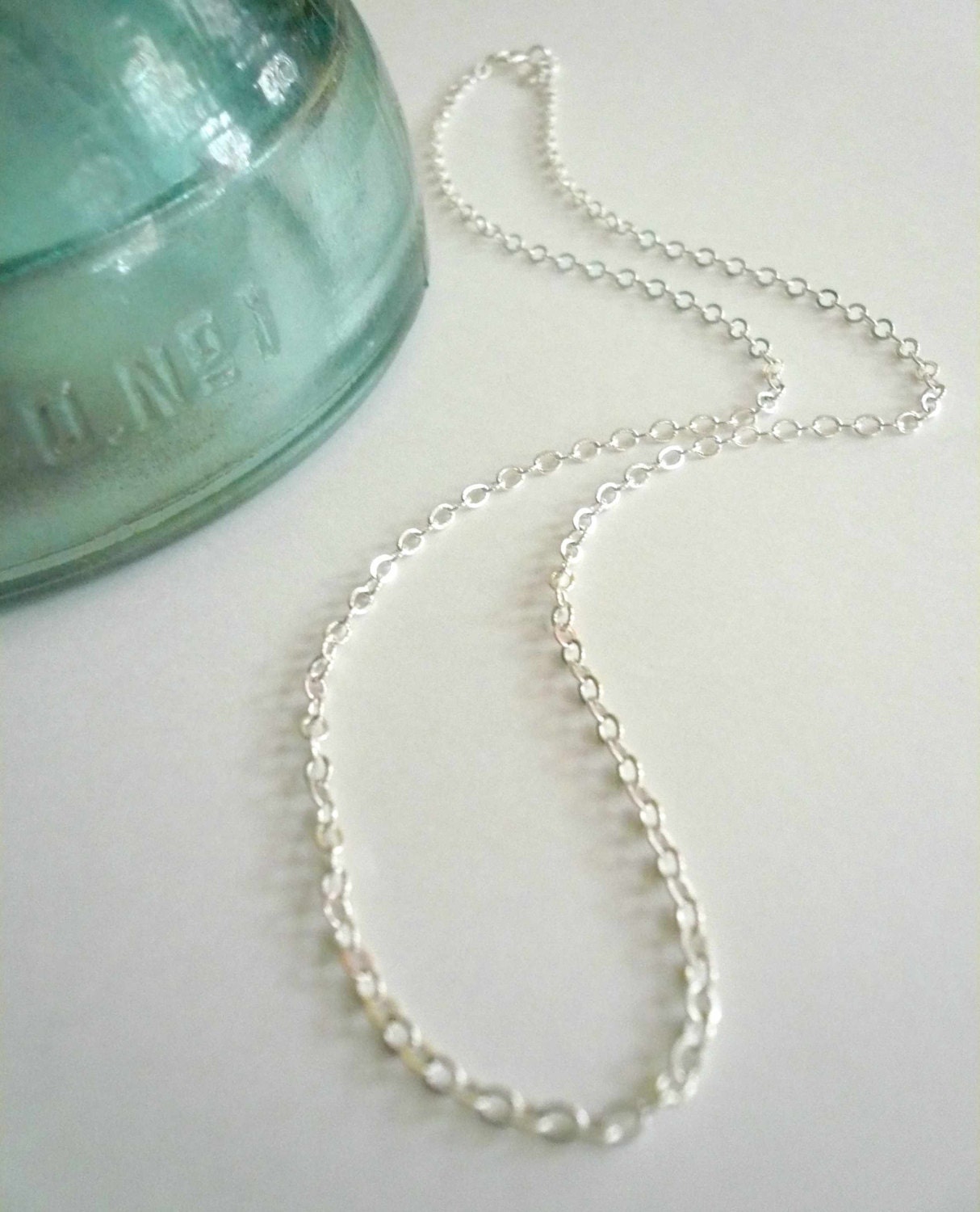 Long silver necklace chain. Sterling silver chain. Necklace only without pendant.