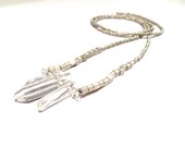 love on the rocks v14 // stunning raw cut staglite quartz, matte silver geometric beads and matte silver seed beads