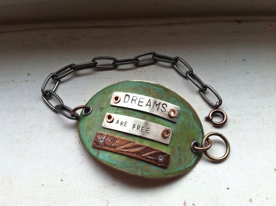 Dreams are Free Mixed Metal Bracelet