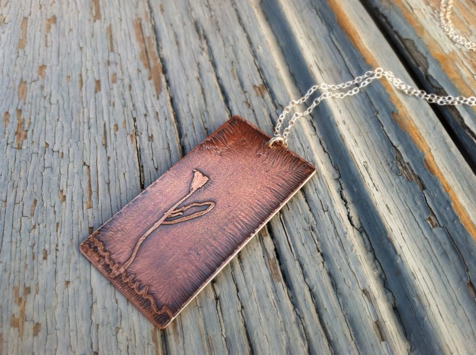 Etched Flower Copper Necklace