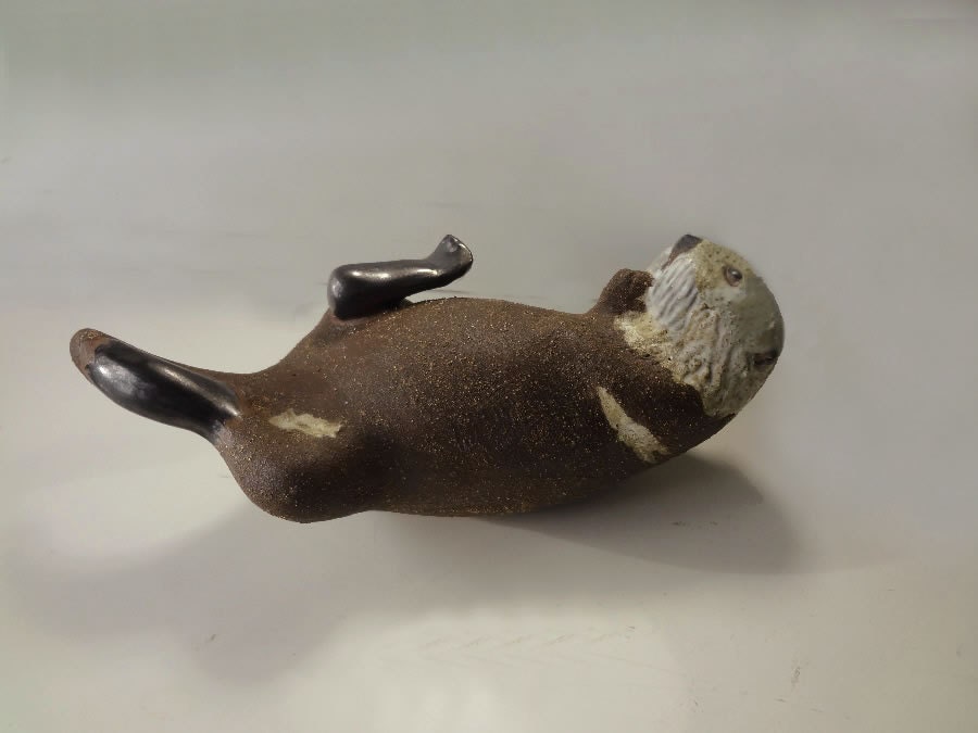 Ceramic Sea Otter Sculpture