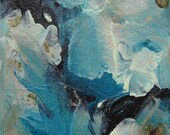 Original Mixed Media Art Miniature Abstract Painting. Musing 71. Turquoise