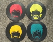 Set of 4 BEATLES Portraits on Painted LPs