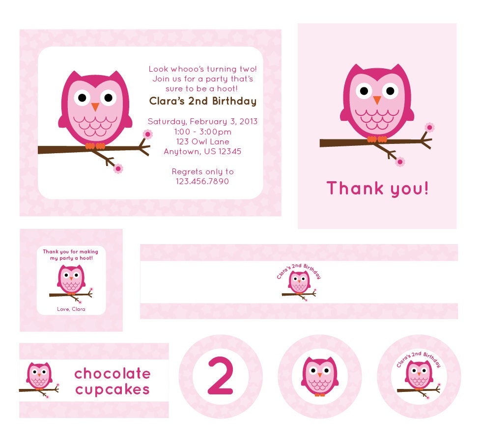 Owl Birthday Party-Printable PDF file PERSONALIZED Il_570xn