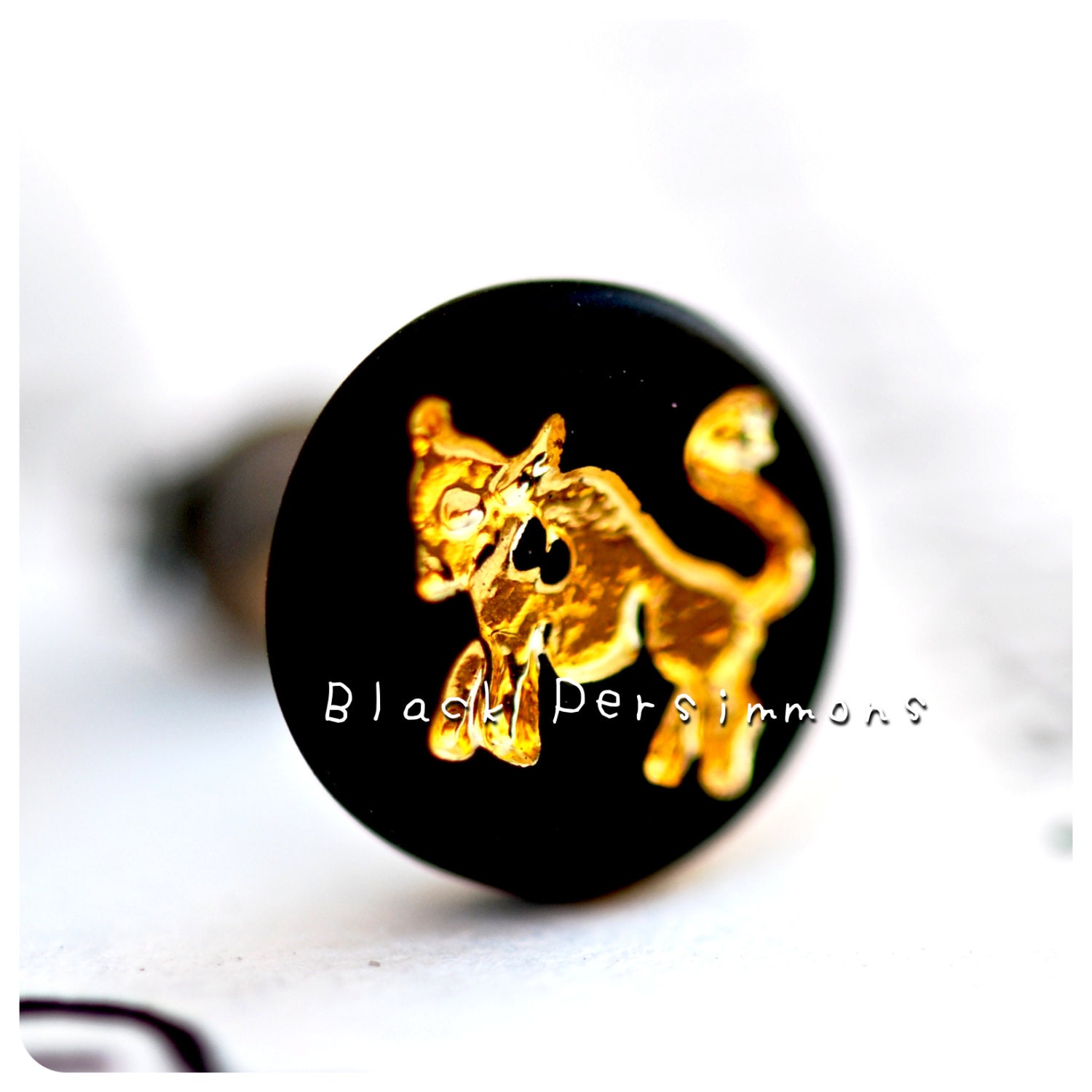 NEW - TAURUS Earrings - Bull Gold Black Intaglio Cameos - Made in USA Findings - Free Domestic Shipping