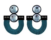 Eclipse perspex earrings blue Swarovski crystals