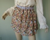 Floral Crepe Mini Skirt- 1990's Rose Flowers in Pink, Apricot, Periwinkle Blue, & Sage