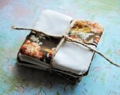 Set of 4 Quilted Origami Fabric Coasters - Rustic Garden - Ready to Ship
