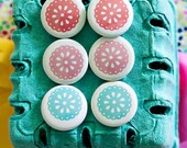Set of 6 Multi Color  magnets 1 inch stripes, Flower graphic