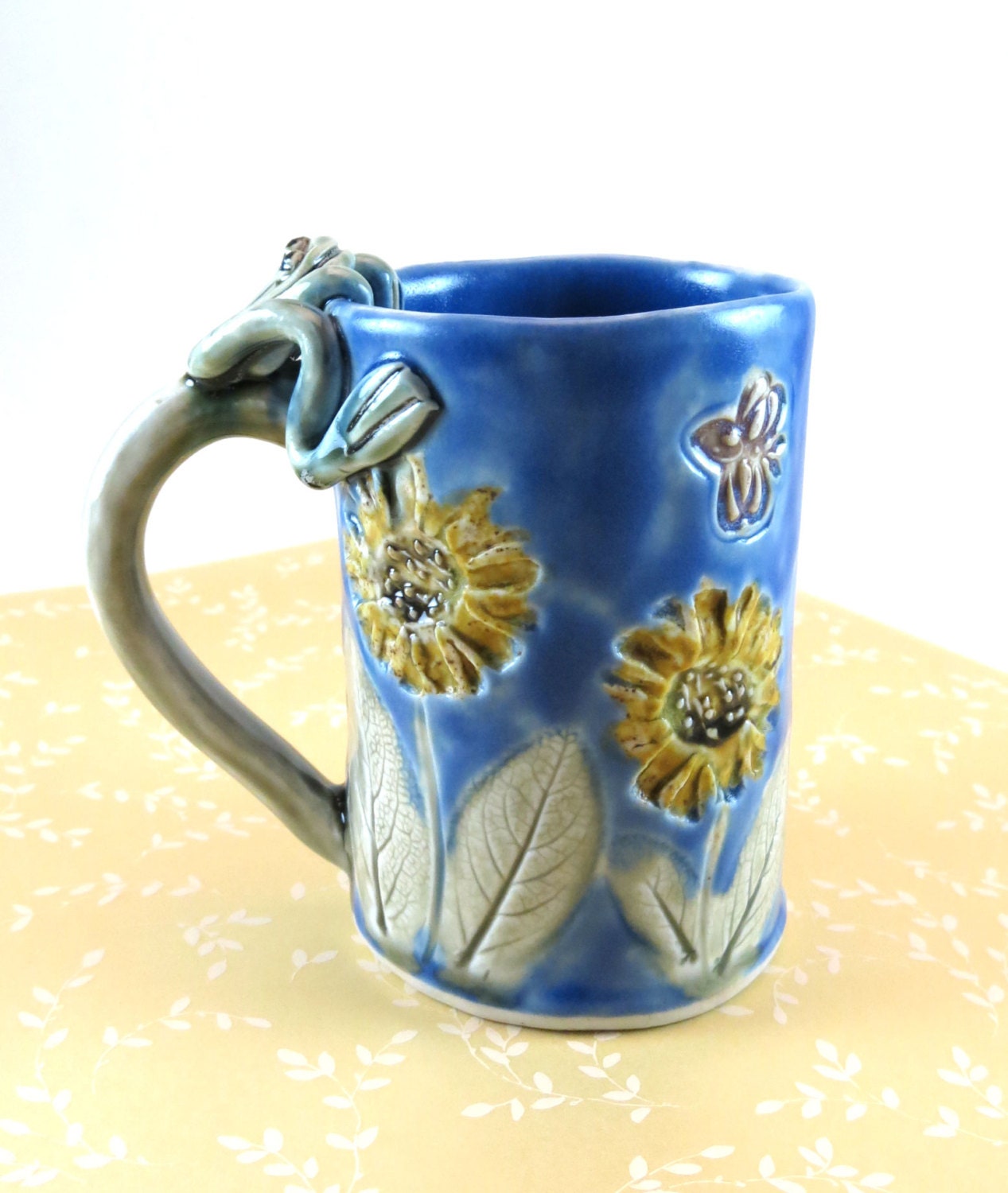 Ceramic Pottery Mug - Porcelain Coffee Mug - Daisy - 263