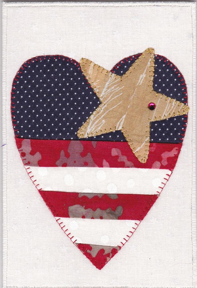 Patriotic Flag Fabric Postcard