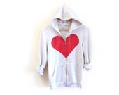 Un-break my Heart Hand STENCILED Zip Hoodie Heather Artist Series Sweatshirt in Cream - S M L XL 2XL 3XL