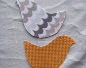 2 Small Fabric Iron On Bird Appliques