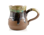 Mug Coffee 13 oz Green Ceramic Mug, Handmade Teacup