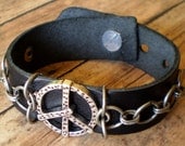 Chained Peace, Chain Maille and Leather bracelet