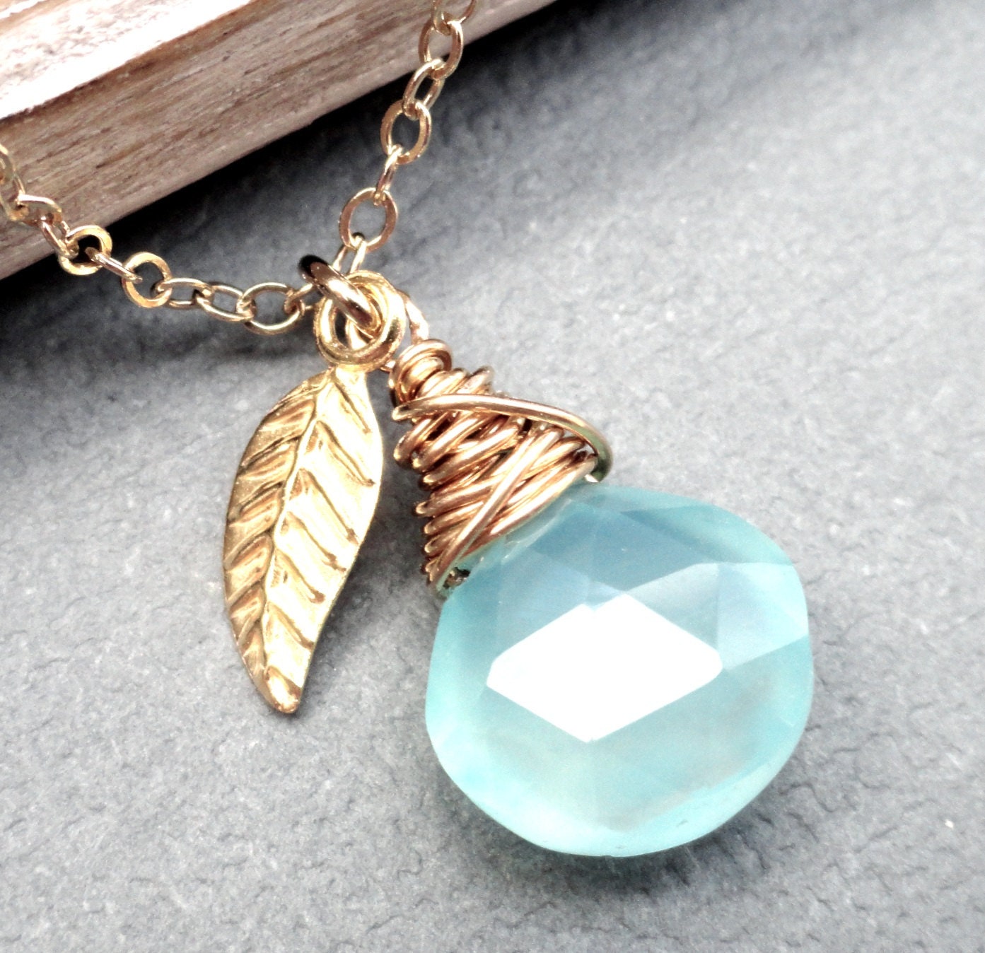 Customized Gold Vermeil Leaf And Stone Of Your Choice Personalized Necklace