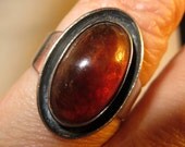 Denmark From Amber Sterling Silver Modernist Ring Size 7 Designer Signed