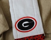 Burp Cloth - Red/Black Animal Print with Georgia Bulldog "G"