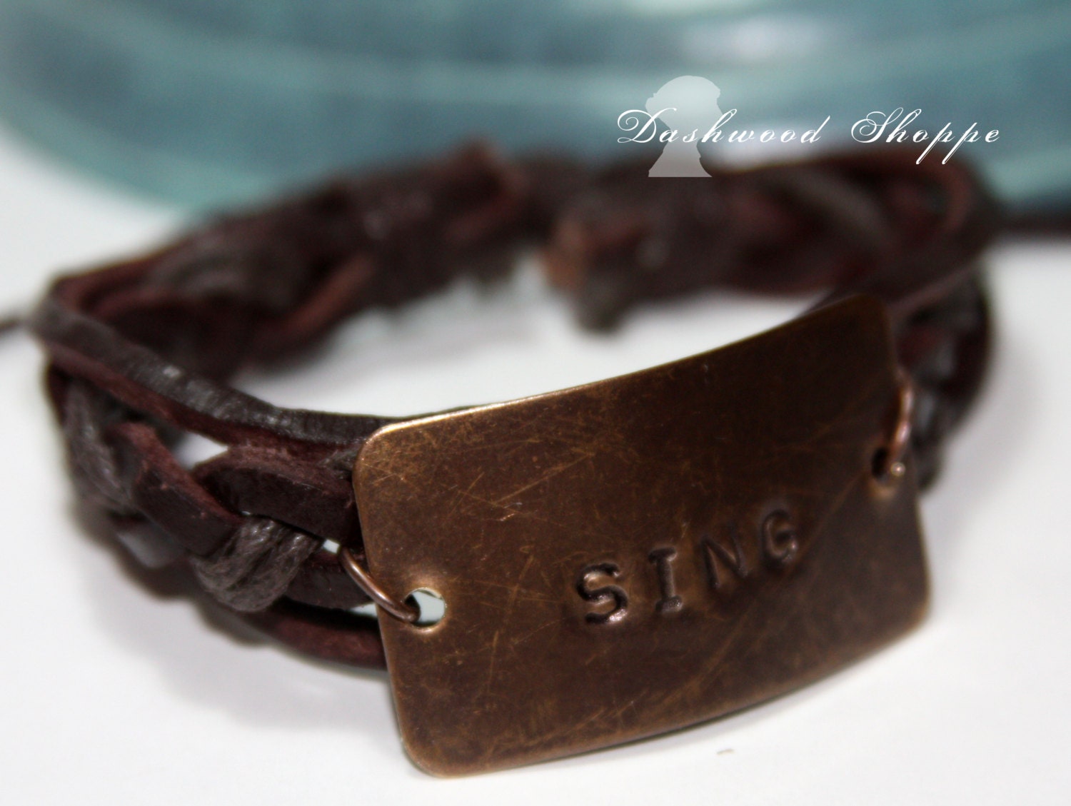 Leather ID cuff bracelet, Customizeable, perfect for "word of the year"
