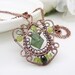 Copper necklace, Peridot and green garnet necklace, Olive green wire wrapped jewelry, Handmade copper jewelry
