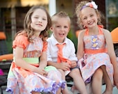 Brother and Sister Matching Combo-Girl's Summer Dress and Boy's Matching Tie- from Mellon Monkeys