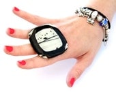 Oversize Cocktail Ring Glass - big bold outrageous handmade statement ring  - DARLING DIVA - 2.1 inch