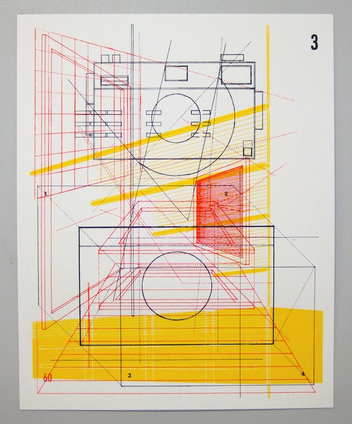 Photo Camera Diagram 1, 16 x 20 inches screen print