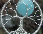 Blue Moon Tree of Life Pendant - Sterling Silver and Amazonite - Original Design by Ethora