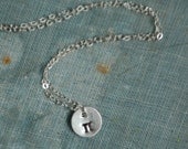 Tiny Pi Sterling Silver Greek Letter Necklace Hand Stamped Necklace Tiny Charm Sterling Silver Fine Cable Chain