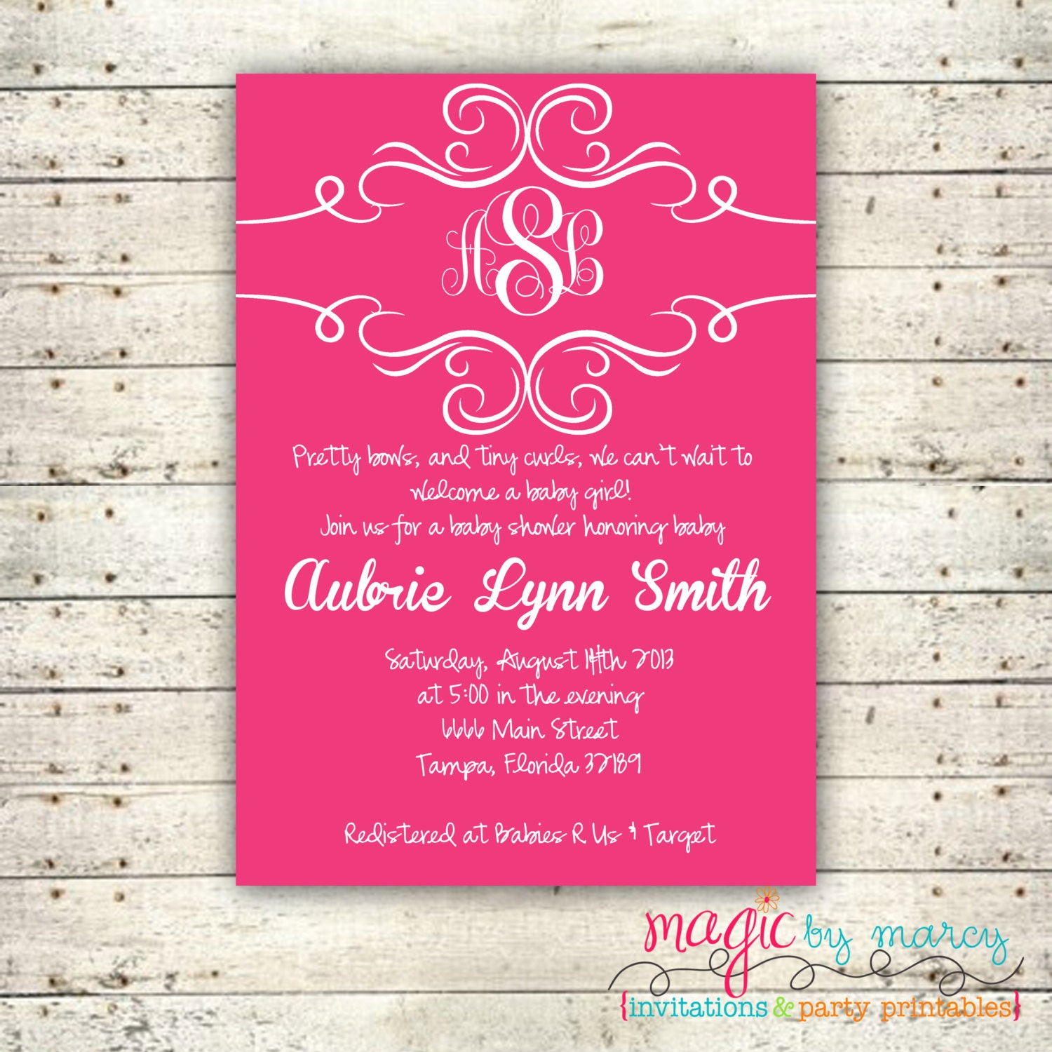Custom design Monogram Baby shower digital Invitation Il_570xn
