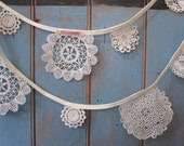 Vintage Doily Bunting. Crochet Vintage doilies in Off White.