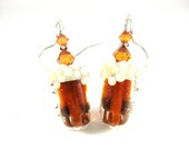 Beer Earrings, Drink Earrings, Lampwork Glass Bead Earrings, Beer Jewelry, Food Earrings, Food Jewelry - Amber Lager