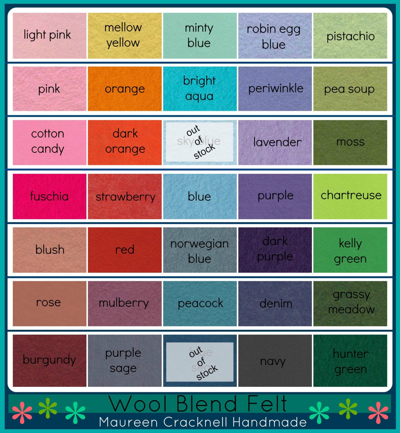 Wool Blend Felt -- Choose FOUR 12 x18
