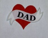 Large Embroidered Iron On Applique- "DAD"