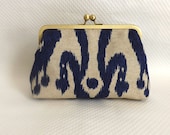 Bridesmaid Clutch / Bridesmaid Gift / Navy Ikat Bridal Purse - Kendra