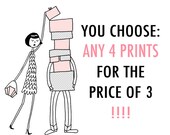 1920s Flapper art print set // you pick the art // 4 x 6