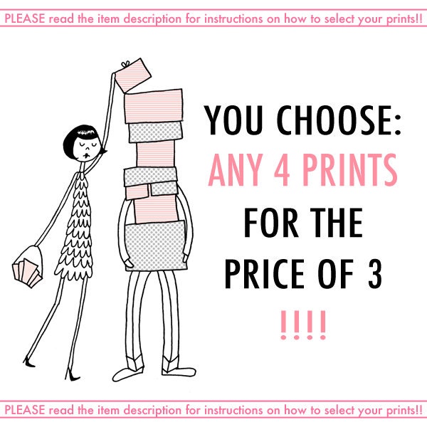 1920s Flapper art print set // you pick the art // 4 x 6