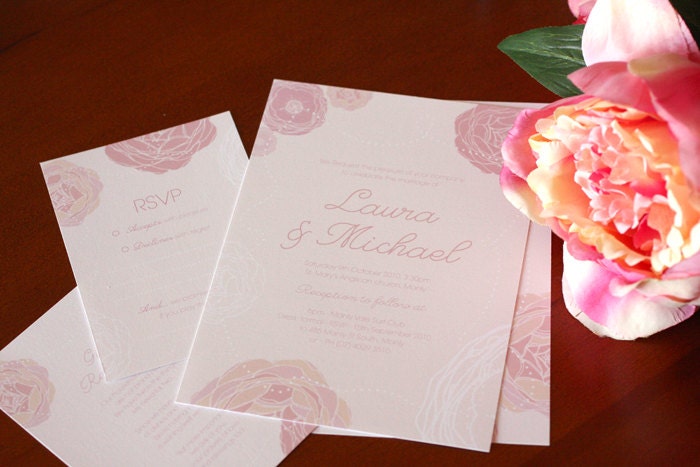 Printable Wedding Invitation Suite With Floral Illustration