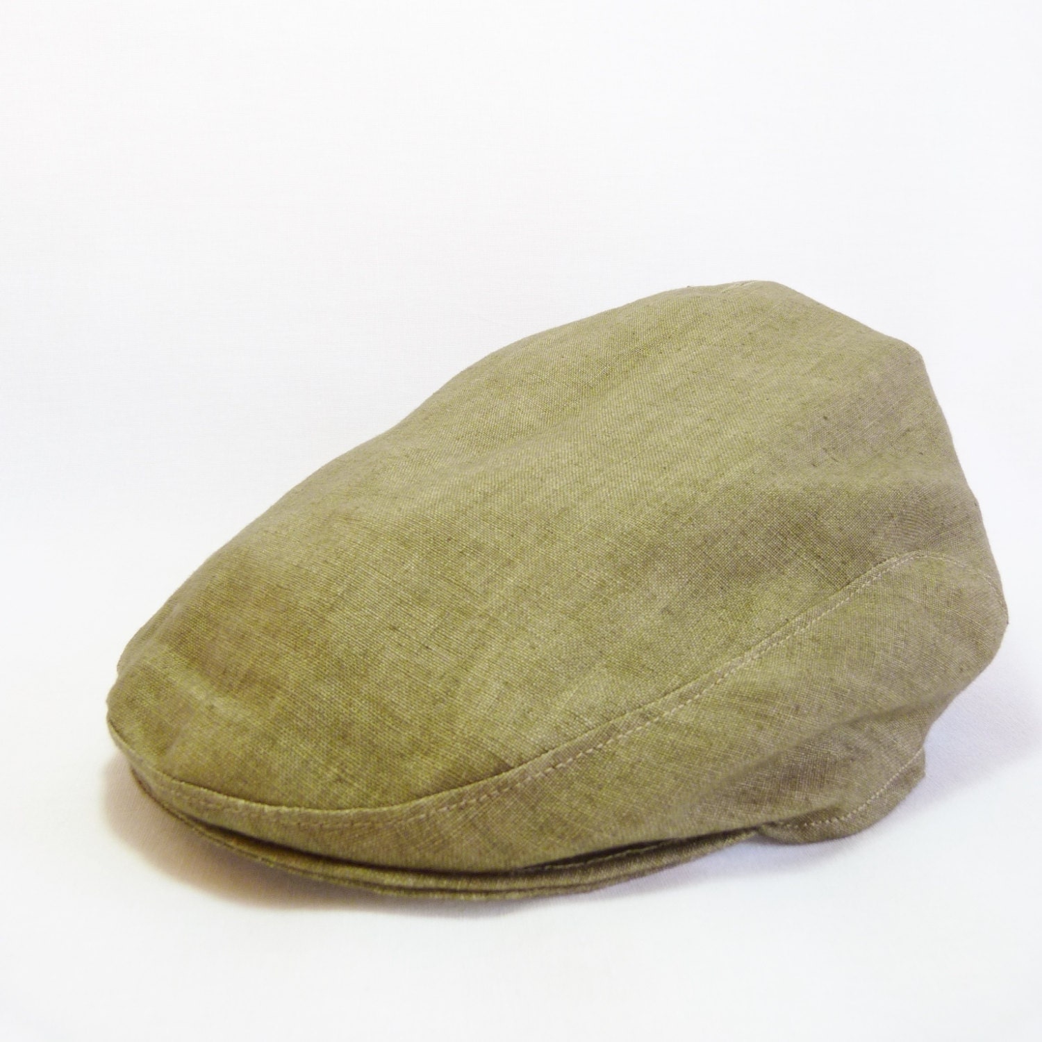 Mens Flat cap - Olive Green Irish Linen
