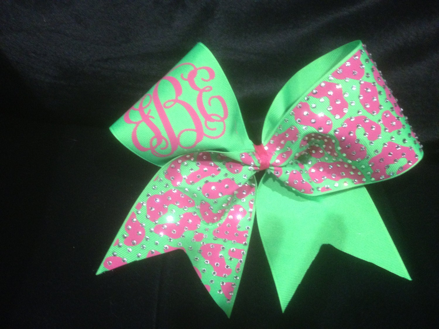 Monogrammed cheetah  cheer bow 
